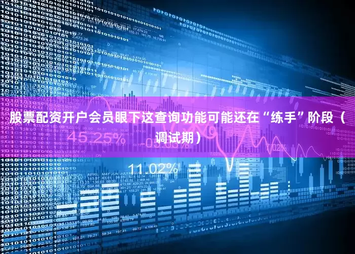 股票配资开户会员眼下这查询功能可能还在“练手”阶段（调试期）